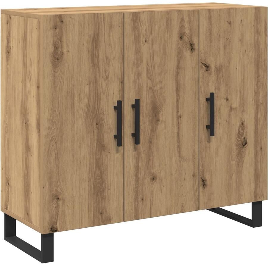 VidaXL Dressoir met 3 Deuren Artisan Eikenhout 90x34x80 cm Gelaagd Hout