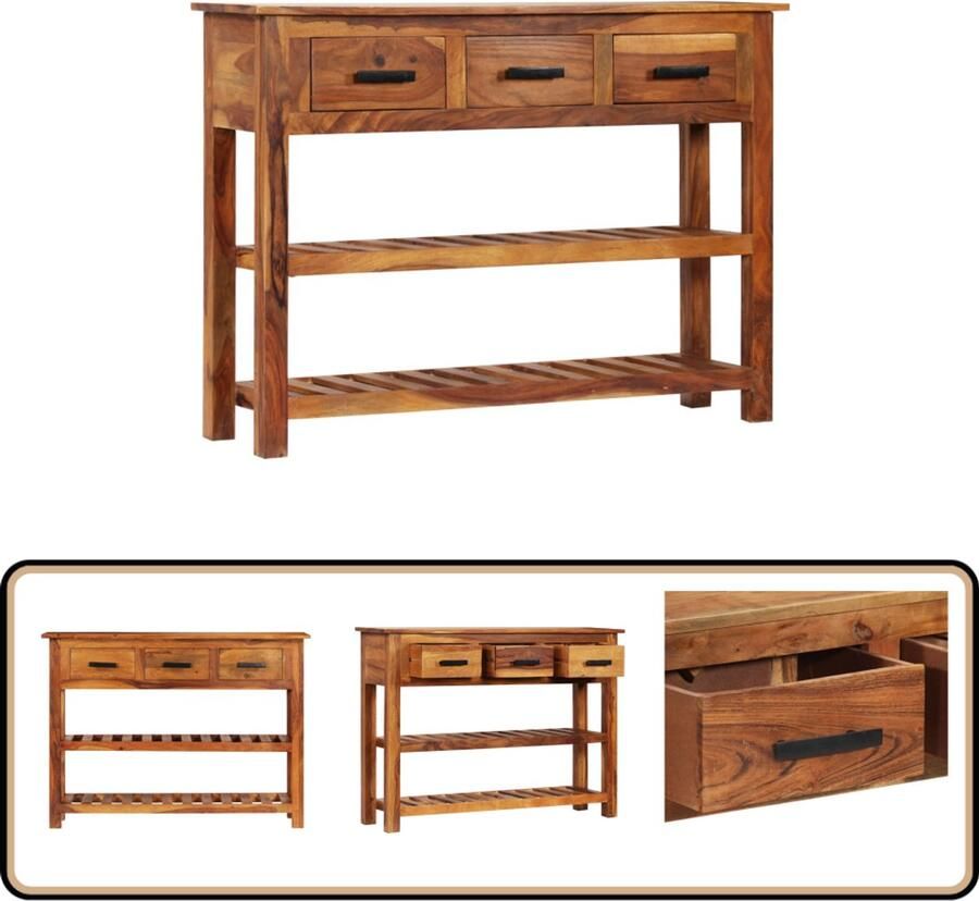 VidaXL Dressoir 3 lades Acaciahout 110x30x80 cm Vintage Kast Dressoir Bijzettafels Salontafel Woonkamer Decoratie