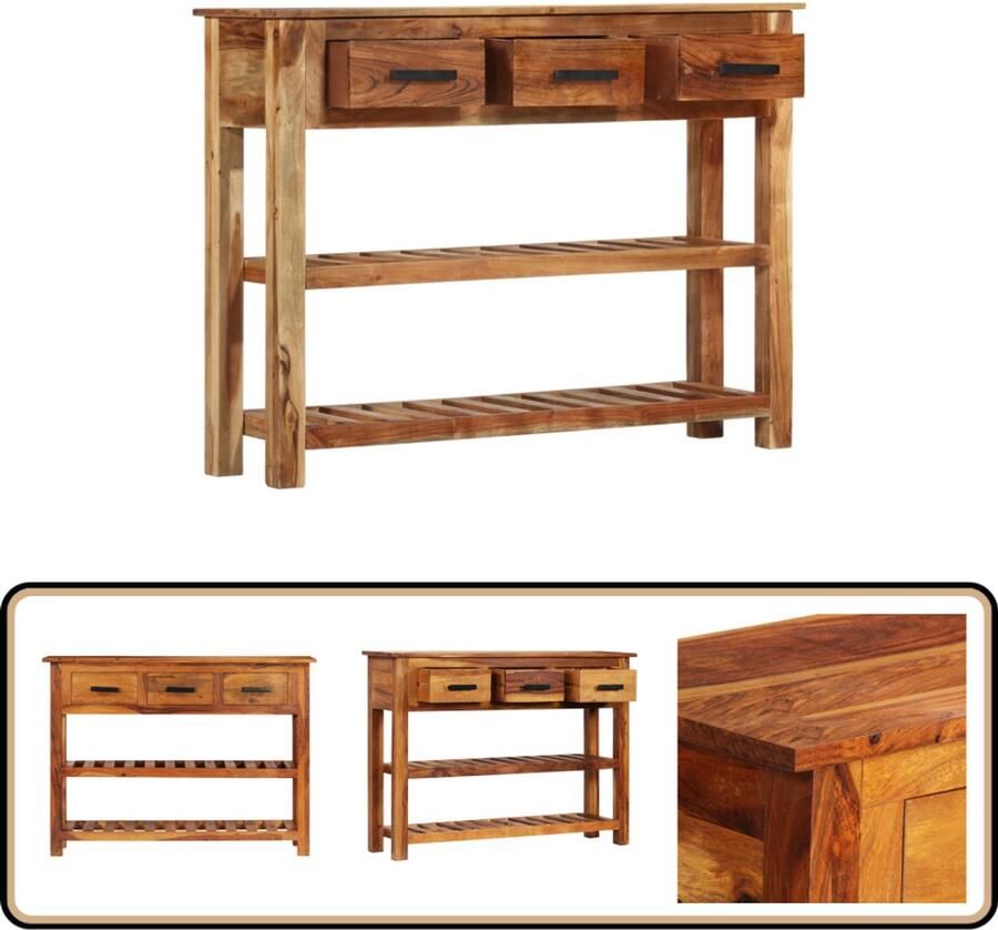 VidaXL Dressoir 3 Lades 110x30x80 cm Massief Hout Dressoir Tv-meubel Salontafel Opbergkast Houten Meubels