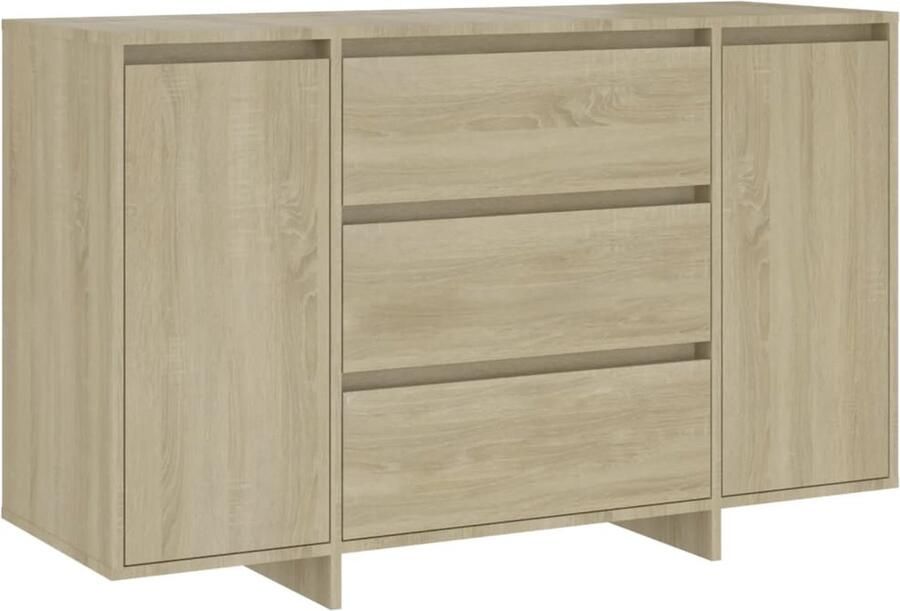 The Living Store Dressoir met 3 lades 120x41x75 cm bewerkt hout sonoma eiken Dressoir Salontafel Tv-meubel Houten Dressoir Wit Dressoir - Foto 2