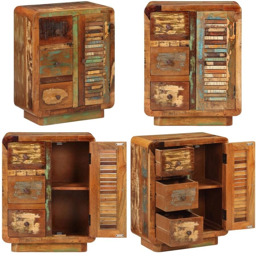 VidaXL Dressoir met 3 lades 55x30x70 cm massief gerecycled hout Dressoir Dressoirs Kast Wandkast