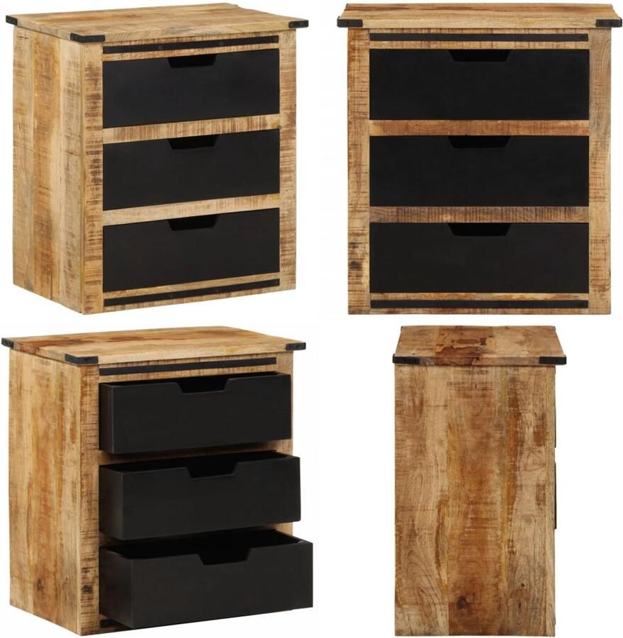 VidaXL Dressoir met 3 lades 55x35x60 cm massief mangohout Dressoir Dressoirs Opbergkast Wandkast