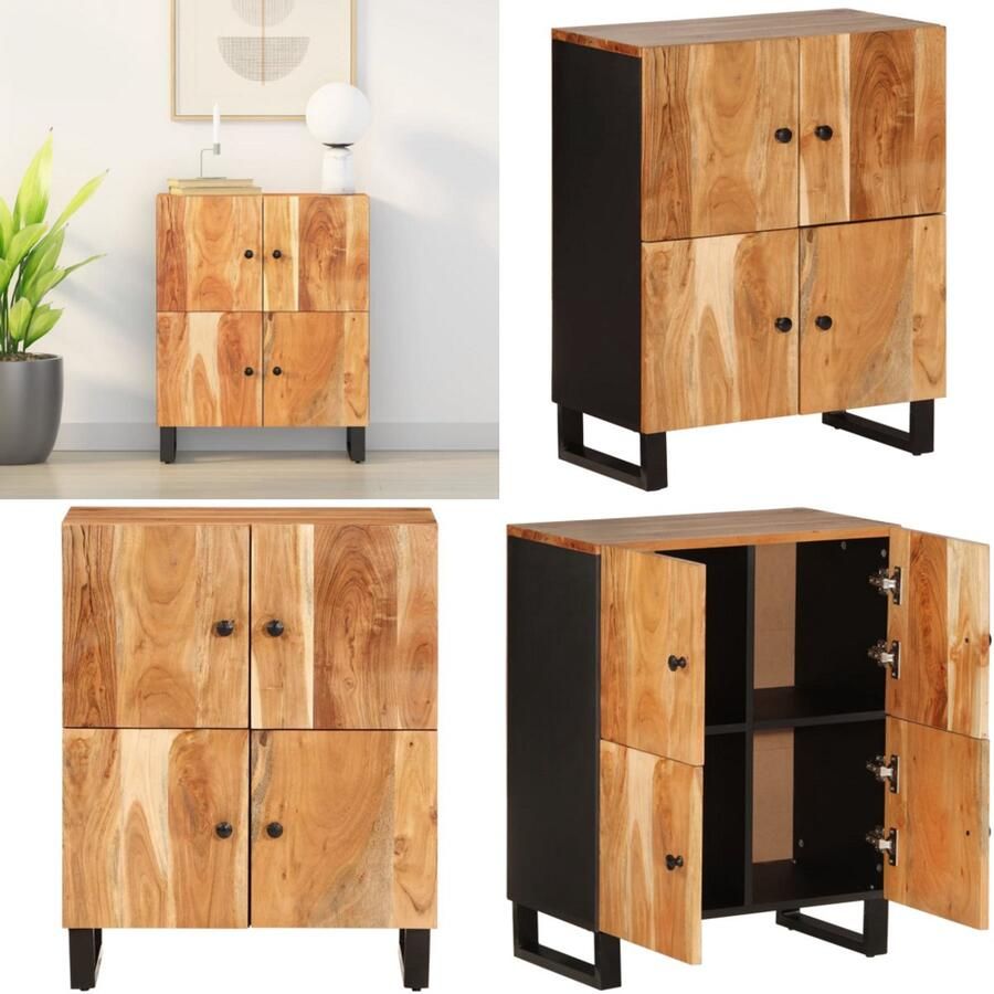 VidaXL Dressoir met 4 deuren 60x33x75 cm massief acaciahout Dressoir Dressoirs Kast Dressoirkast