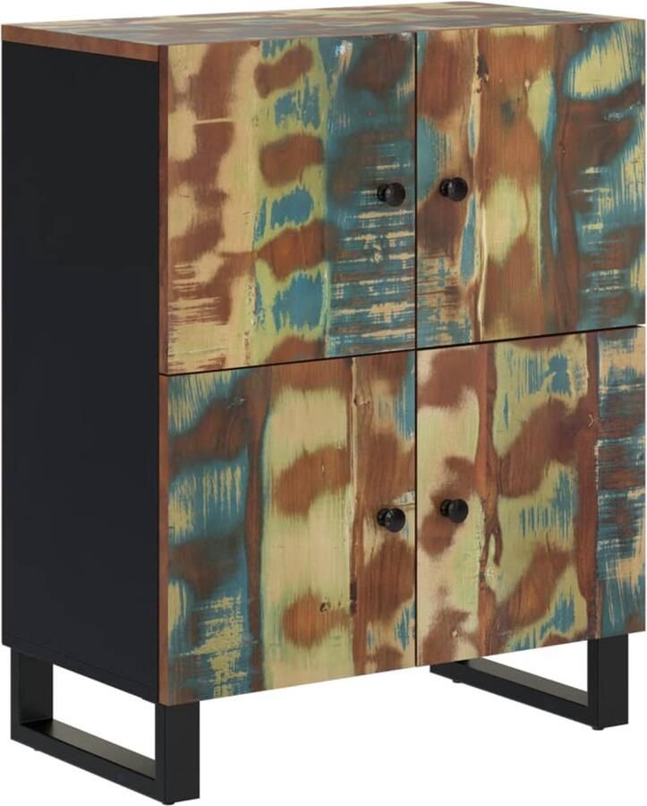 VidaXL Dressoir 4 Deuren 60x33x75 cm Gerecycled Hout Dressoir Vintage Dressoir Houten Dressoir Landelijke Dressoir Industrieel Dressoir