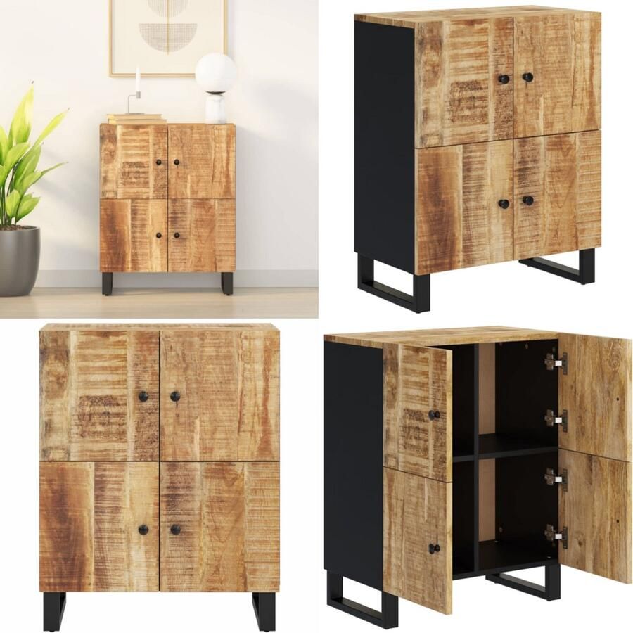 VidaXL Dressoir met 4 deuren 60x33x75 cm massief mangohout Dressoir Dressoirs Kast Dressoirkast