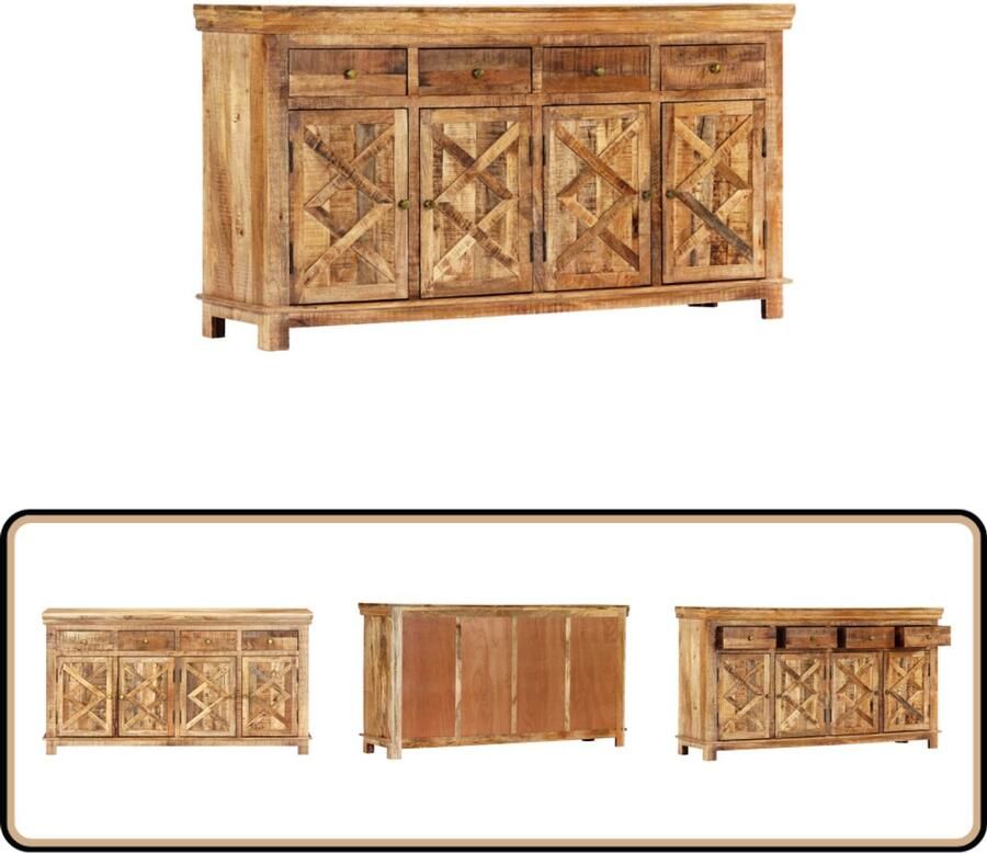 VidaXL Dressoir Massief Mangohout 160x40x85 cm Dressoir Mangohout Indiaanse Stijl Rustic Vintage