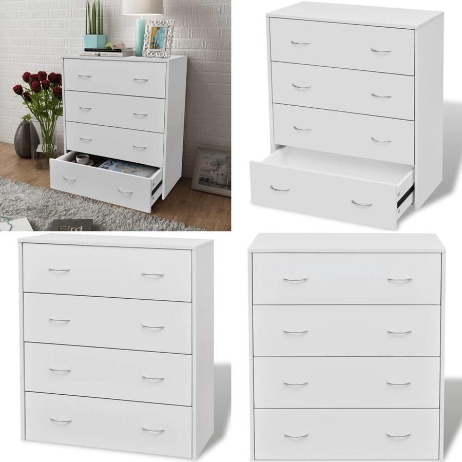 VidaXL Dressoir met 4 lades 60x30 5x71 cm wit Dressoir Dressoirs Kastje Kastjes