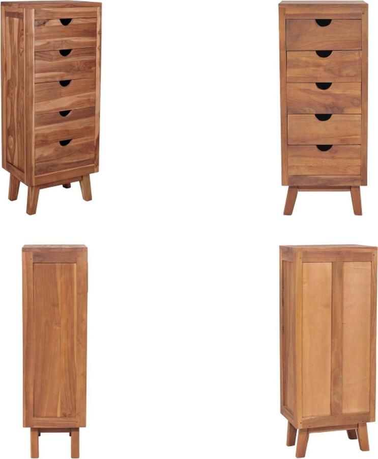 VidaXL Dressoir met 5 lades 40x30x100 cm massief teakhout Dressoir Dressoirs Kast Kasten