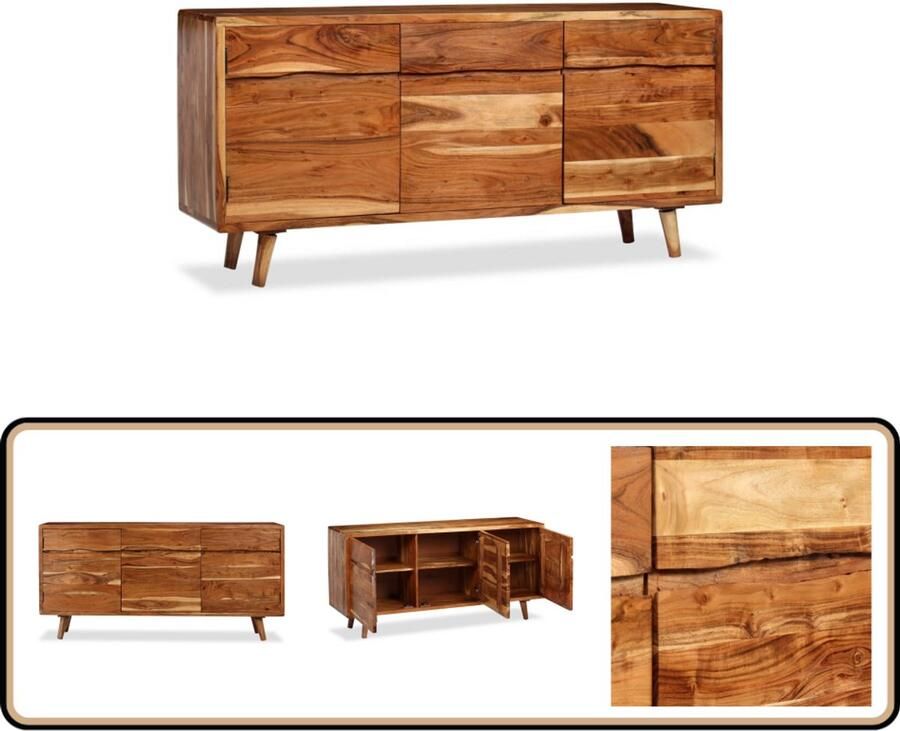 VidaXL Dressoir Massief Hout 160x40x75 cm Dressoir Acacia Houtsoort Landelijk Interieur Vintage Kast Ruime Opslag