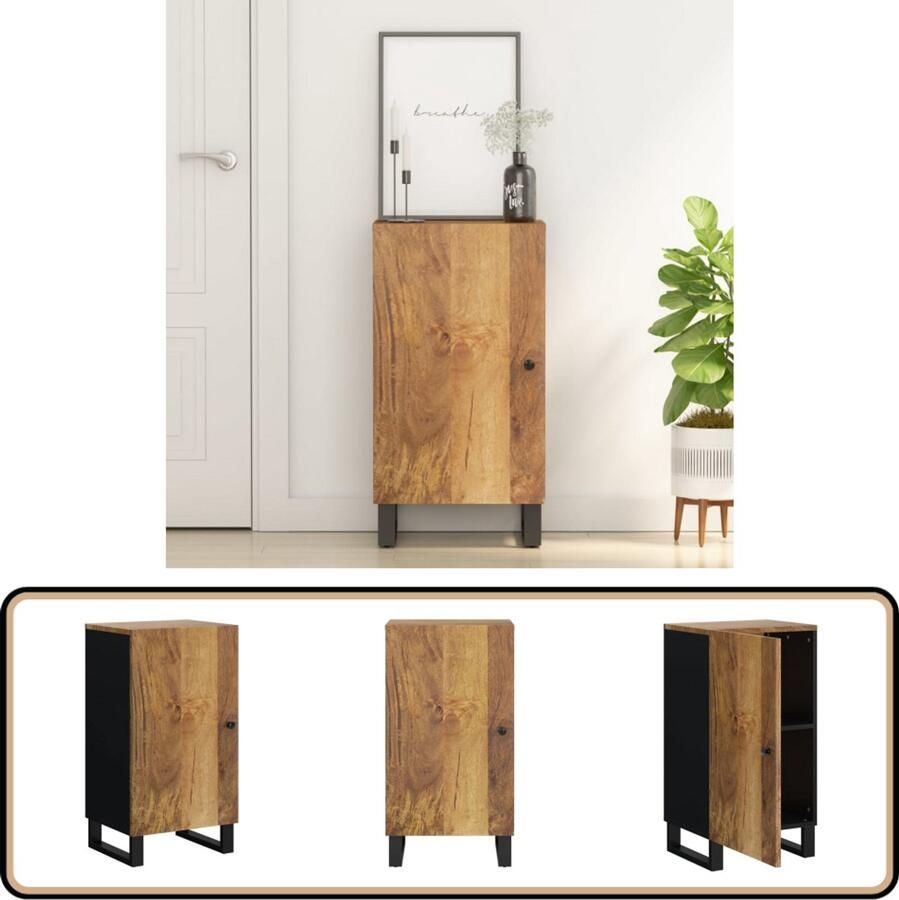 VidaXL Dressoir Deur 40x31x75 cm Massief Mangohout Dressoir Vintage Dressoir Houten Dressoir Mangohouten Dressoir Salontafel