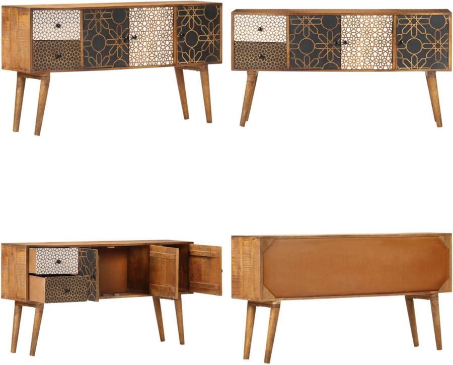 VidaXL Dressoir met geprint patroon 130x30x70 cm massief mangohout Zijkast Zijkasten Dressoir Dressoirs