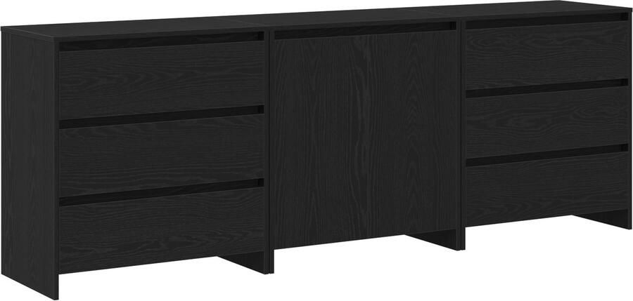 VidaXL Sideboard Set van 3 Zwart eiken Geengineerd hout Buffetopslag