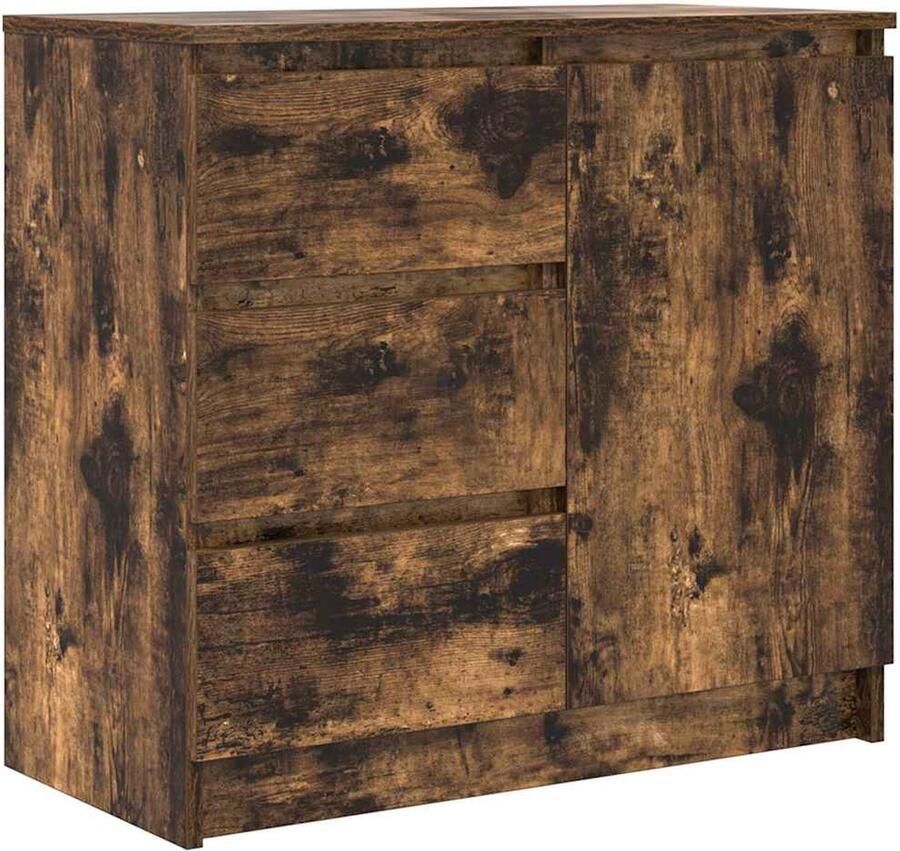 VidaXL Dressoir met lade 71x35x65 cm spaanplaat gerookt eikenkleurig