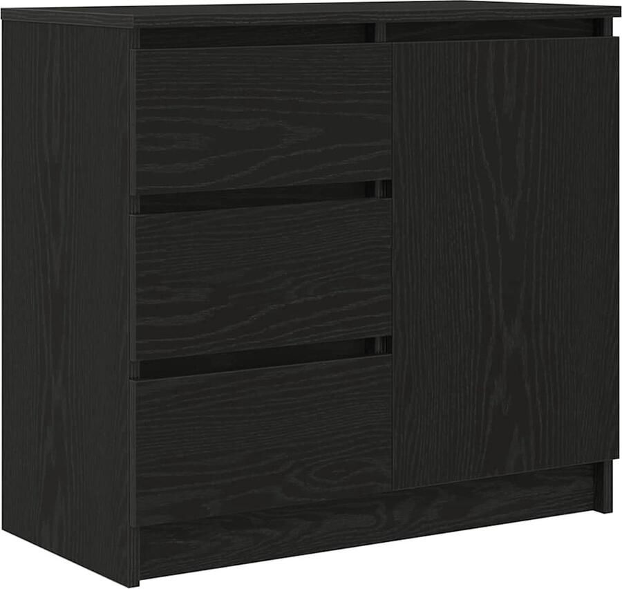 VidaXL Dressoir met lade 71x35x65 cm spaanplaat zwart eikenkleurig