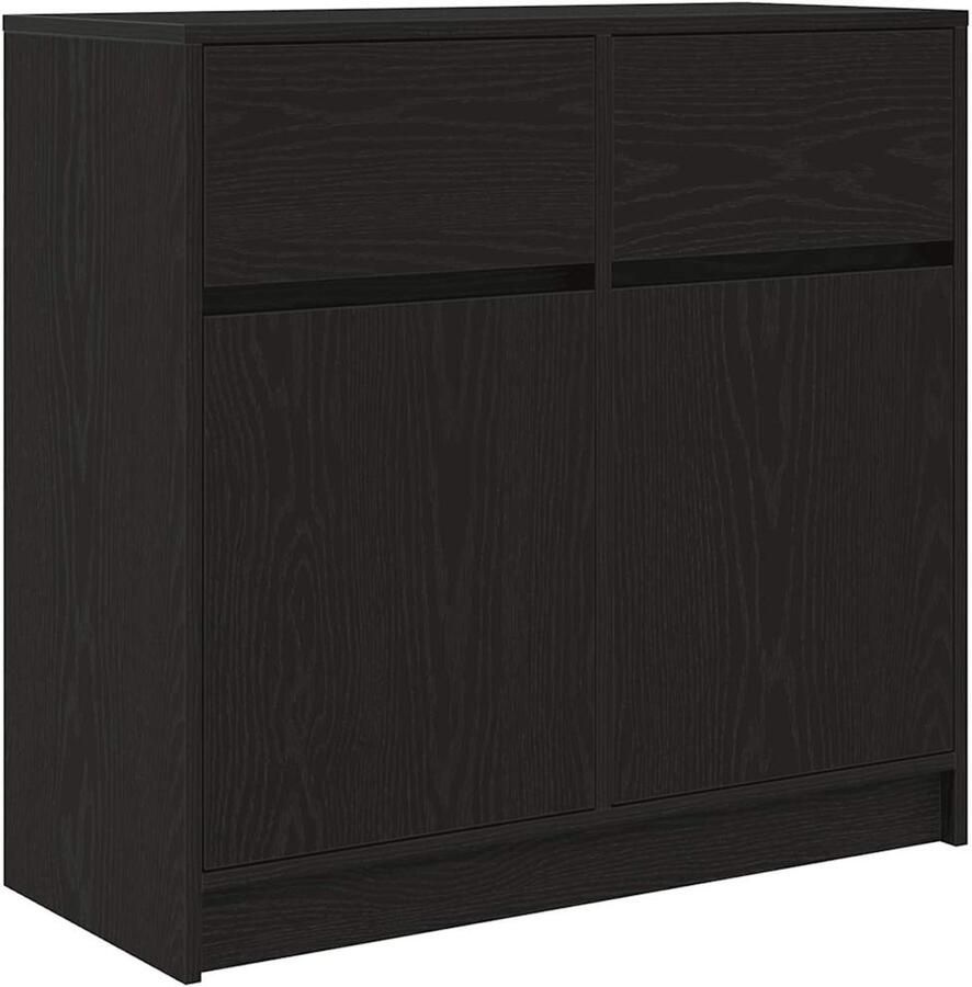 VidaXL Dressoir met lade 80x34x76 cm spaanplaat zwart eikenkleurig