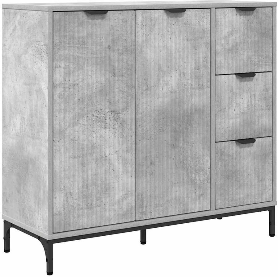 VidaXL Dressoir met lade Betongrijs 89.5 x 33 x 82 cm Bewerkt hout