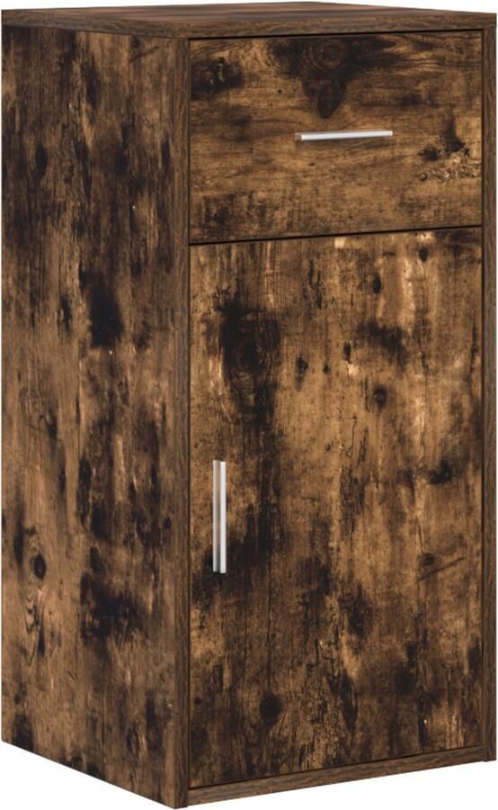 VidaXL Dressoir met lade Gerookt eiken 38 x 34 5 x 75 cm Bewerkt hout