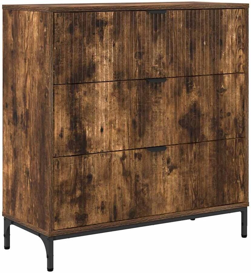 VidaXL Dressoir met lade Gerookt eiken 79.5 x 33 x 82 cm Bewerkt hout