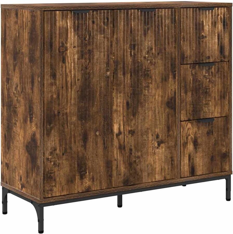VidaXL Dressoir met lade Gerookt eiken 89.5 x 33 x 82 cm Bewerkt hout