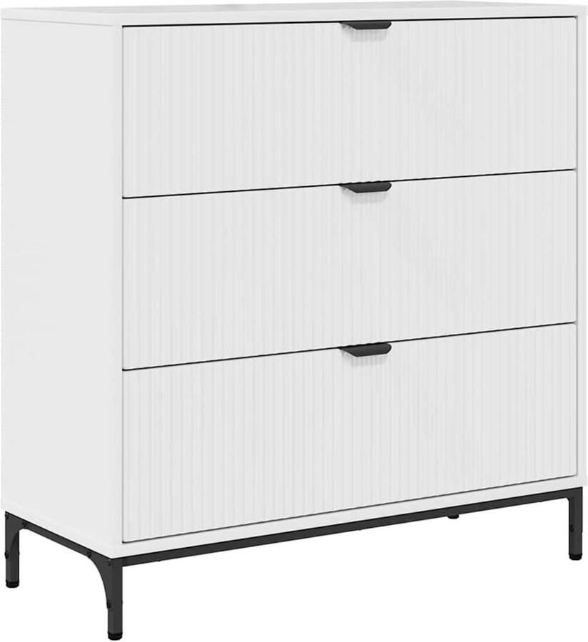 VidaXL Dressoir met lade Hoogglans wit 79.5 x 33 x 82 cm Bewerkt hout