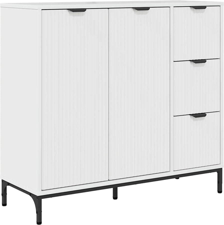 VidaXL Dressoir met lade Hoogglans wit 89.5 x 33 x 82 cm Bewerkt hout