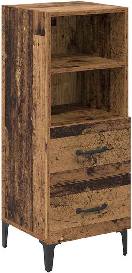 VidaXL Dressoir met lade Oud hout 34 x 34 5 x 90 cm Bewerkt hout