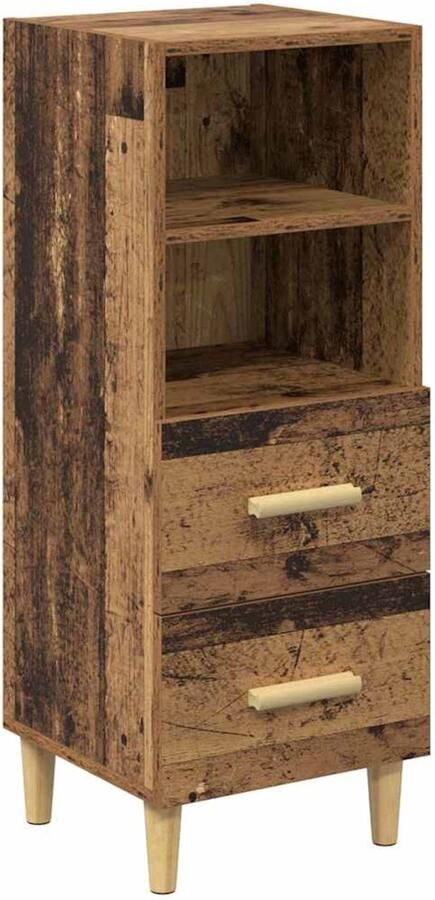 VidaXL Dressoir met lade Oud hout 34 x 34 5 x 90 cm Bewerkt hout