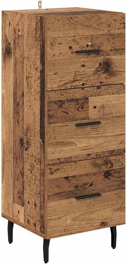 VidaXL Dressoir met lade Oud hout 34 x 34 5 x 90 cm Bewerkt hout