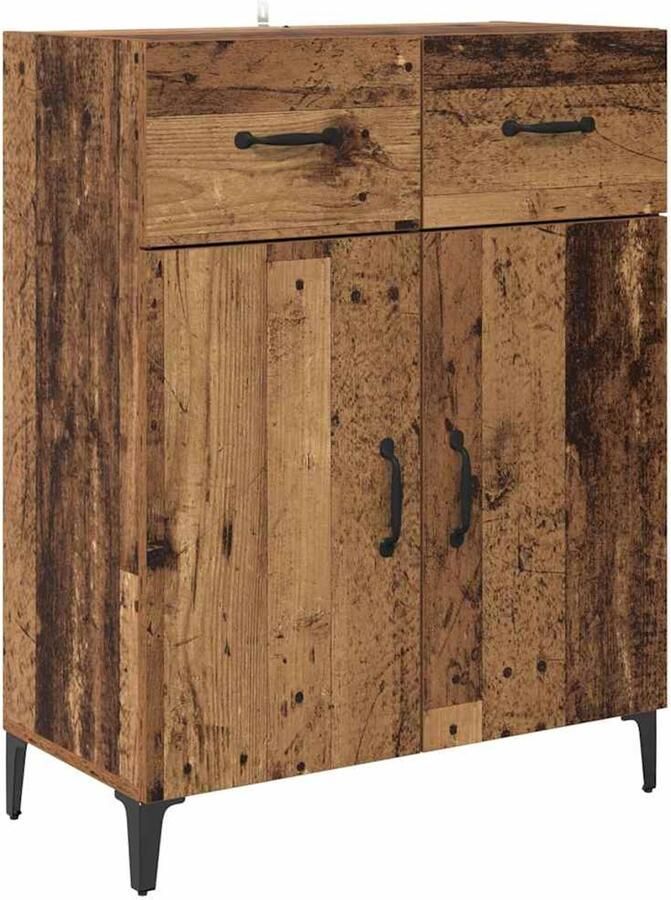 VidaXL Dressoir met lade Oud hout 34 x 69.5 x 90 cm Bewerkt hout