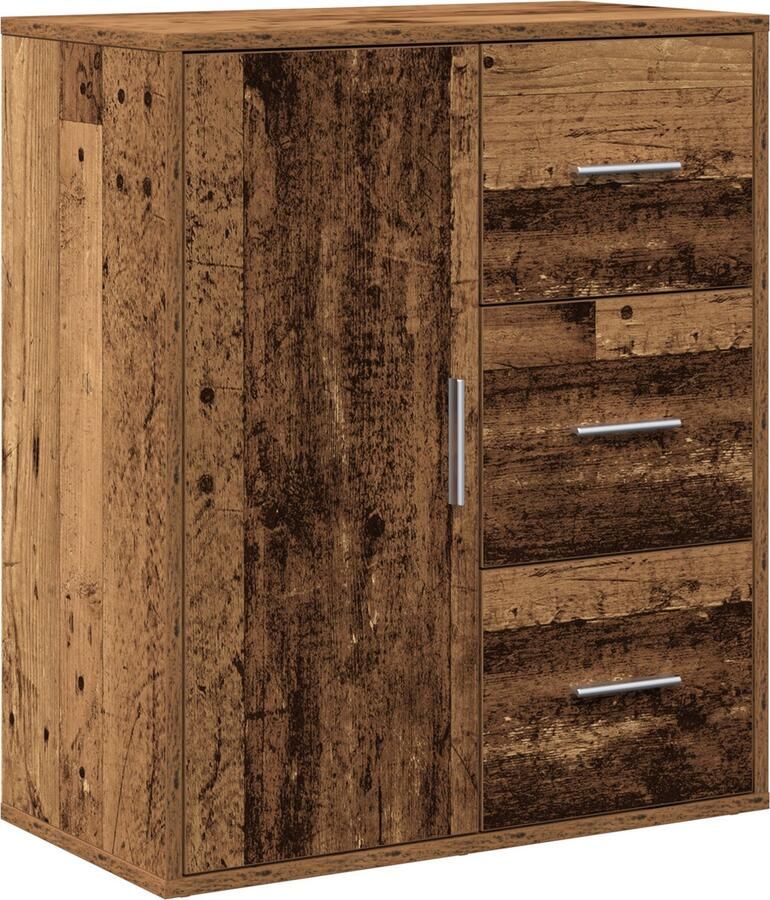 VidaXL Dressoir met lade met plank met opslag met de deur Oud hout 60 x 31 x 70 cm Bewerkt hout