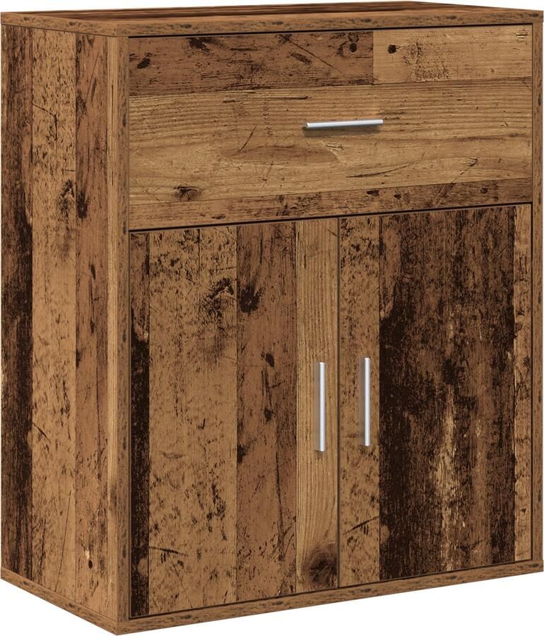 VidaXL Dressoir met lade met plank met opslag met de deur Oud hout 60 x 31 x 70 cm Bewerkt hout