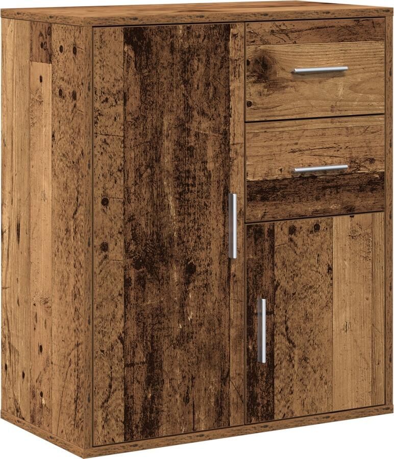 VidaXL Dressoir met lade met plank met opslag met de deur Oud hout 60 x 31 x 70 cm Bewerkt hout