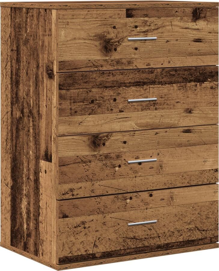 VidaXL Dressoir met lade met opslag Oude hout 60 x 39 x 80 cm Bewerkt hout