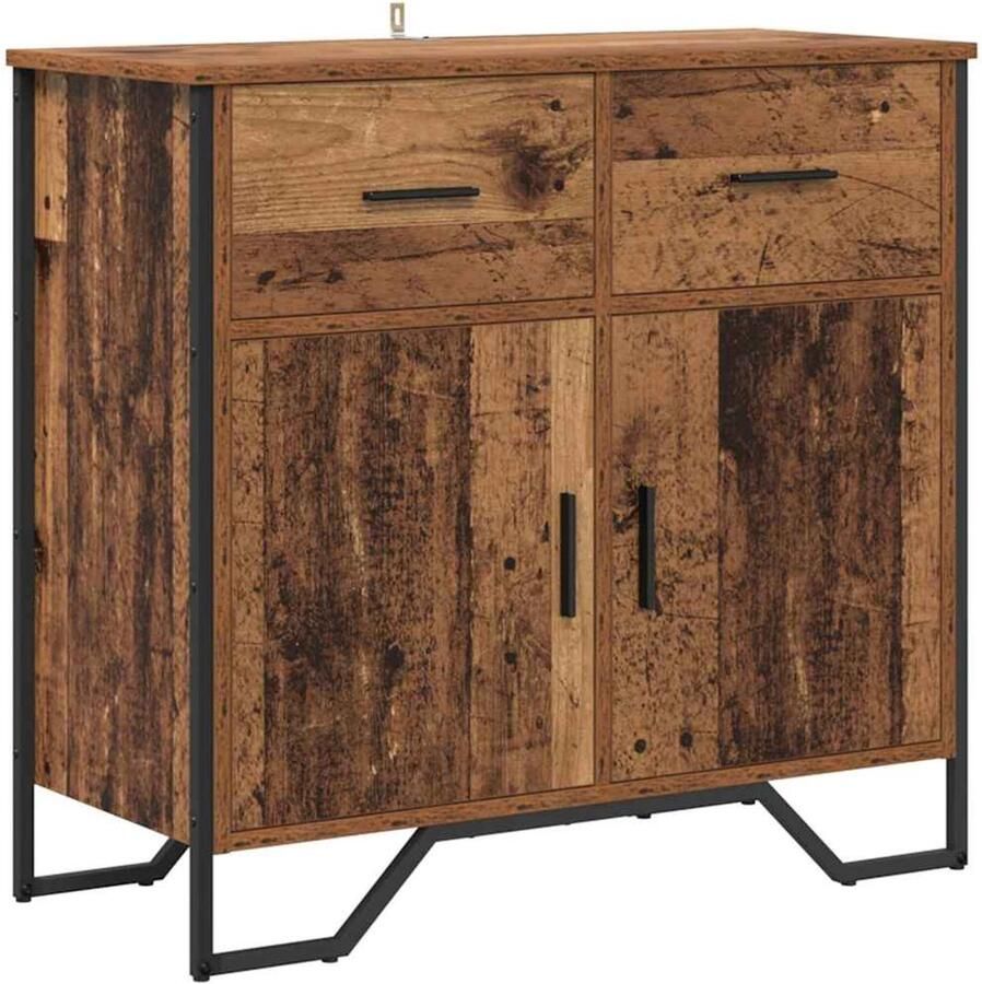 VidaXL Dressoir met lade Oud hout 79 5 x 35 5 x 74 5 cm Bewerkt hout