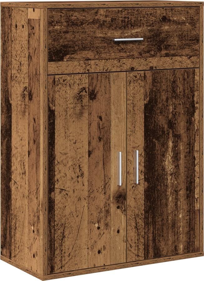 VidaXL Dressoir met lade met plank met opslag met de deur Oud hout 79 x 38 x 80 cm Bewerkt hout