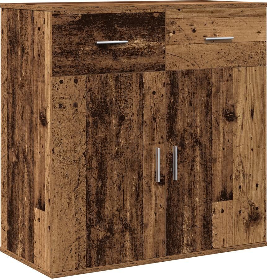 VidaXL Dressoir met lade met plank met opslag met de deur Oud hout 79 x 38 x 80 cm Bewerkt hout