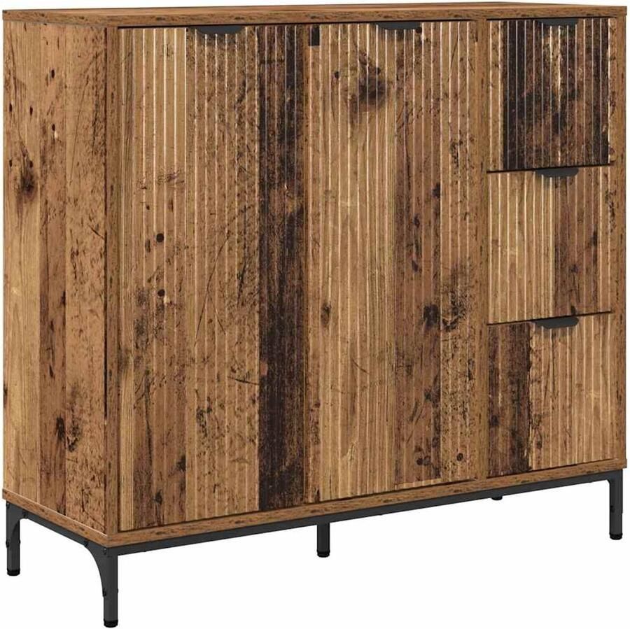 VidaXL Dressoir met lade Oud hout 89.5 x 33 x 82 cm Bewerkt hout