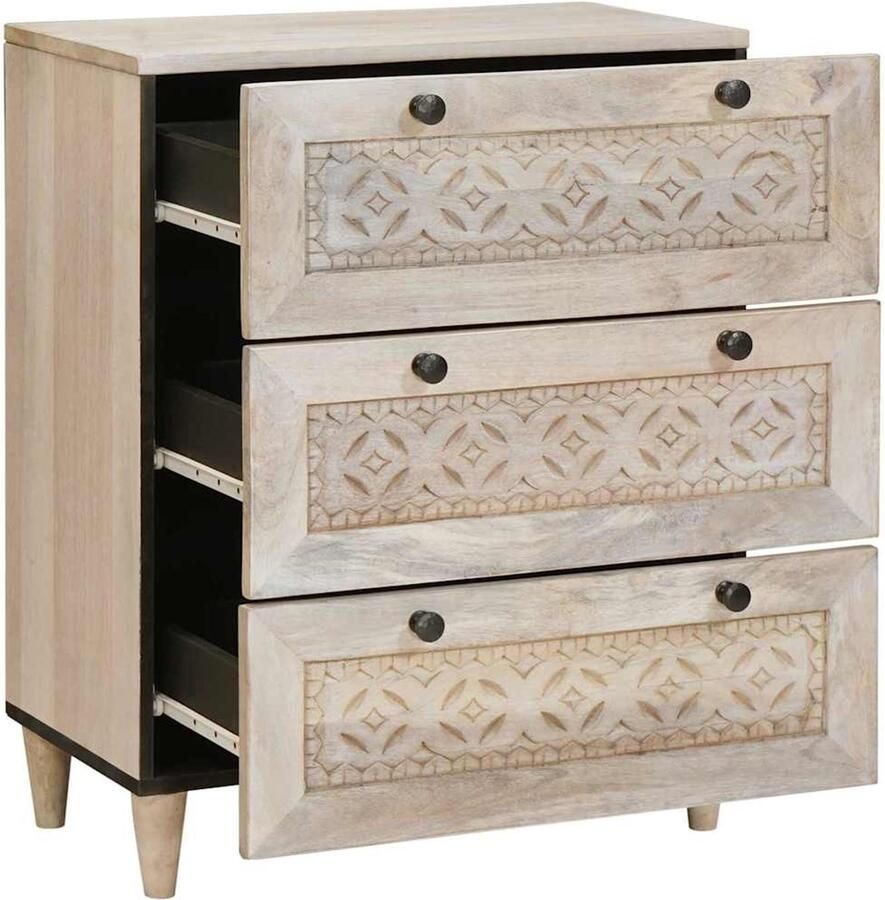 VidaXL Dressoir met lade Wit 60 x 33 x 75 cm massief mangohout