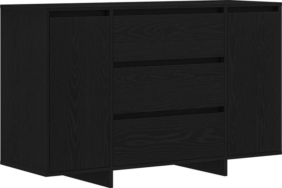 VidaXL Dressoir met lade Zwart eiken 120 x 41 x 75 cm Bewerkt hout