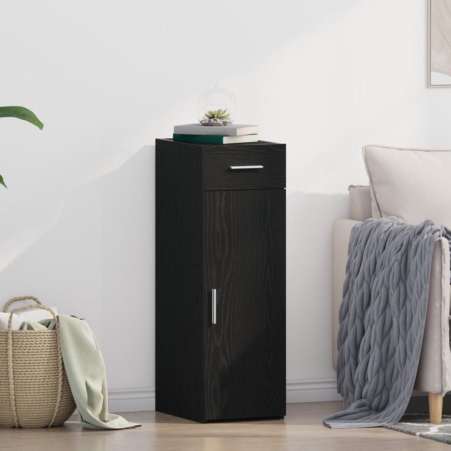 VidaXL Sideboard Zwart Eiken Massief Eikenhout Buffetkast Rechthoekig