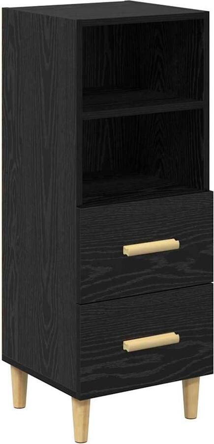 VidaXL Dressoir met lade Zwart eiken 34 x 34 5 x 90 cm Bewerkt hout