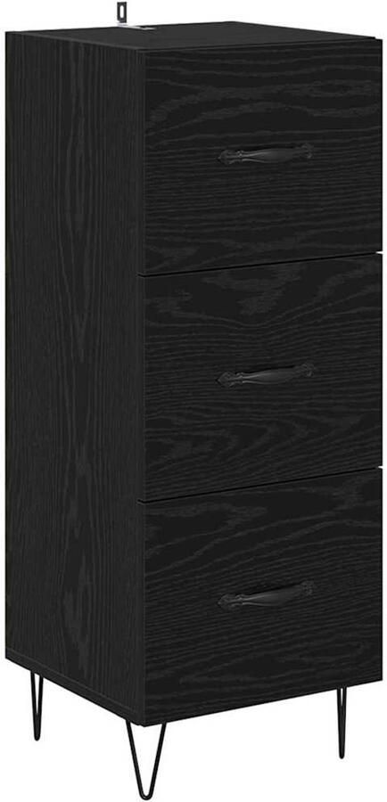 VidaXL Dressoir met lade Zwart eiken 34 x 34 5 x 90 cm Bewerkt hout