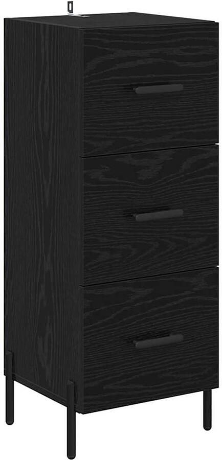 VidaXL Dressoir met lade Zwart eiken 34 x 34 5 x 90 cm Bewerkt hout