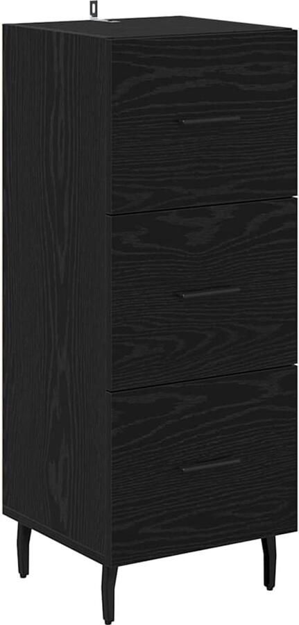 VidaXL Dressoir met lade Zwart eiken 34 x 34 5 x 90 cm Bewerkt hout