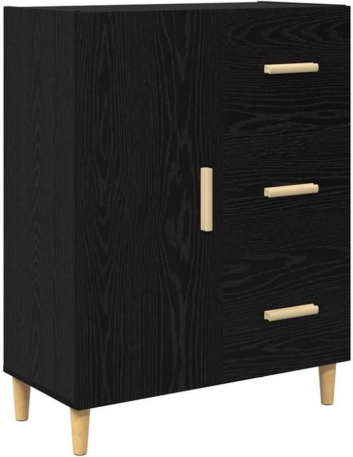 VidaXL Dressoir met lade Zwart eiken 34 x 69.5 x 90 cm Bewerkt hout