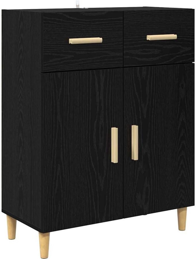 VidaXL Dressoir met lade Zwart eiken 34 x 69.5 x 89 cm Bewerkt hout