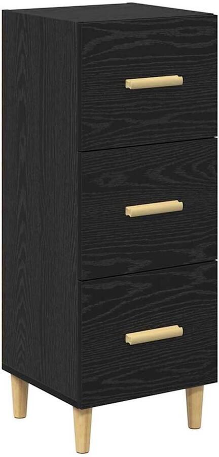 VidaXL Dressoir met lade Zwart eiken 34.5 x 34 x 90 cm Bewerkt hout