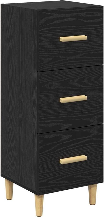 VidaXL Dressoir met lade Zwart eiken 34.5 x 34 x 90 cm Bewerkt hout