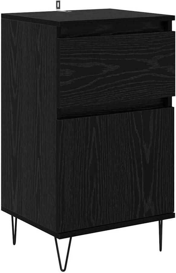 VidaXL Dressoir met lade Zwart eiken 35 x 40 x 70 cm Bewerkt hout