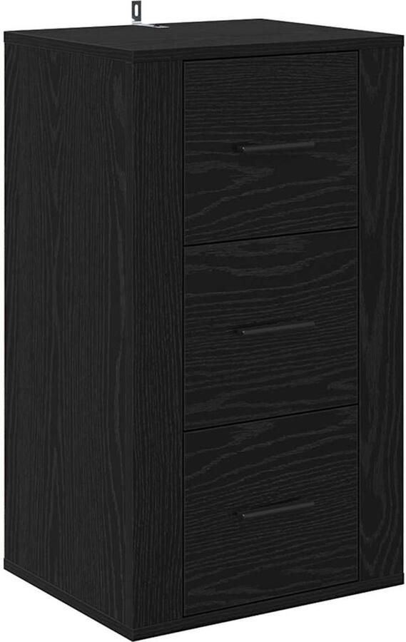 VidaXL Dressoir met lade Zwart eiken 40 x 33 x 70 cm Bewerkt hout